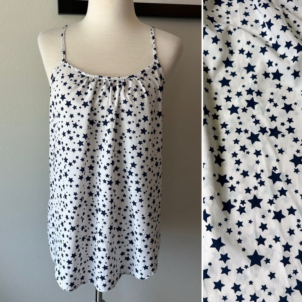 Time and Tru Navy Star Print Top